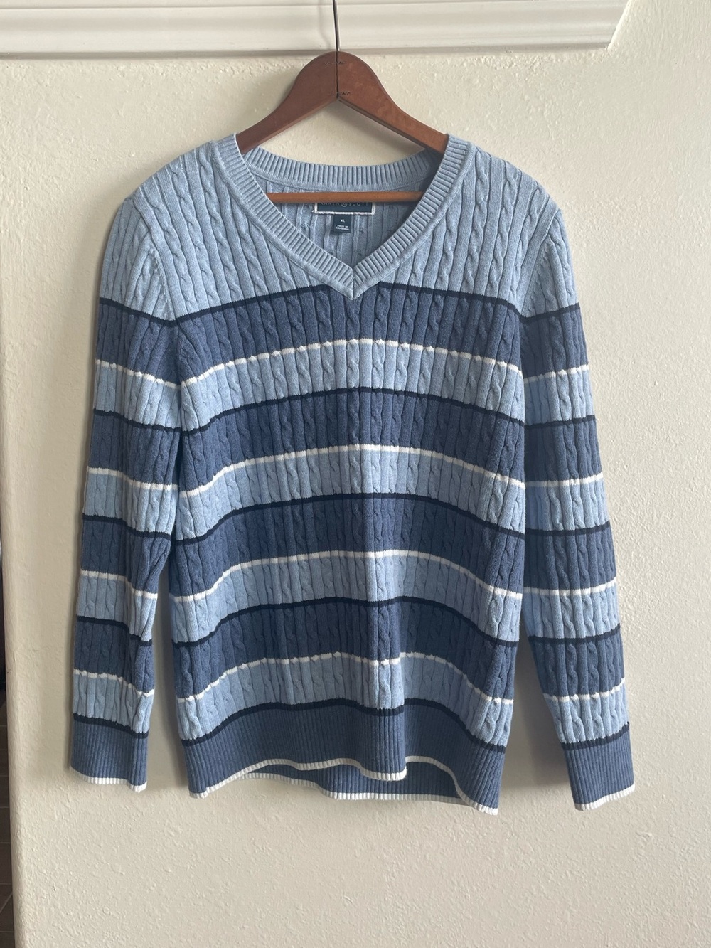 Karen Scott Women’s Knit Striped V-Kneck Sweater